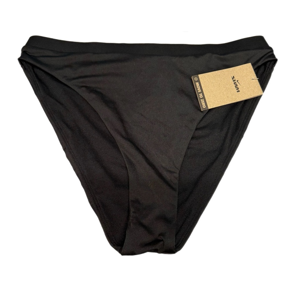 Nike Swim Women's Essential High-Waist Bikini Bottoms Black | Size Large